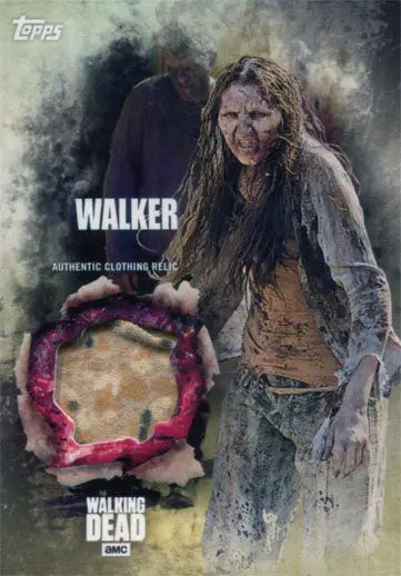 Zombie figure with decaying features on Walking Dead trading card from Walker Horde collection