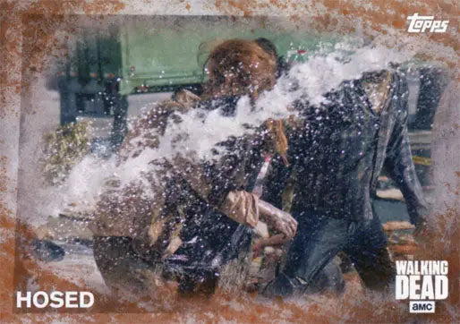 Zombie figure soaked with water on Walking Dead Season 5 Rust Parallel Trading Card