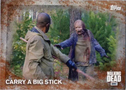Walking Dead Season 5 Rust Parallel Base card showing a confrontation between two characters