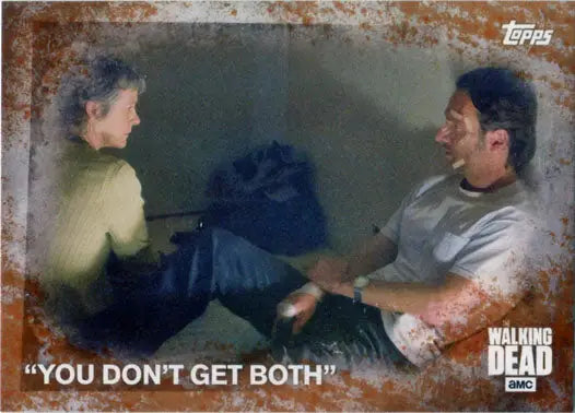 Walking Dead Season 5 Rust Parallel Base card featuring characters in conversation