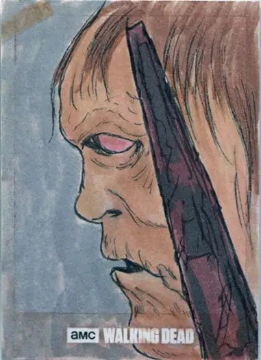 Profile portrait of a long-haired character with a weapon from Walking Dead Season 7