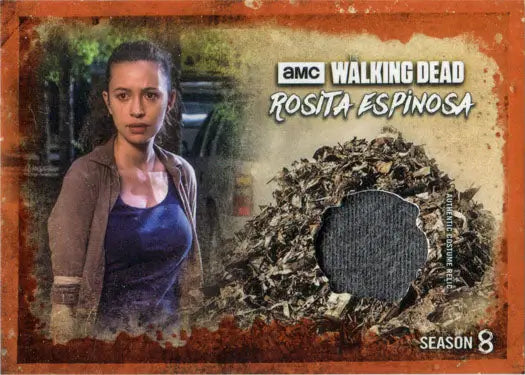 Walking Dead Season 8 Costume Relic Card featuring Rosita Espinosa with fabric swatch