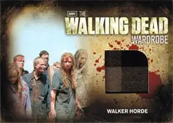 Trading card with fabric swatch from The Walking Dead featuring Walker Horde design