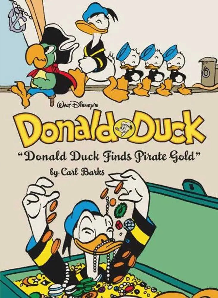Vintage Donald Duck comic book cover by Carl Barks featuring pirates and a parrot