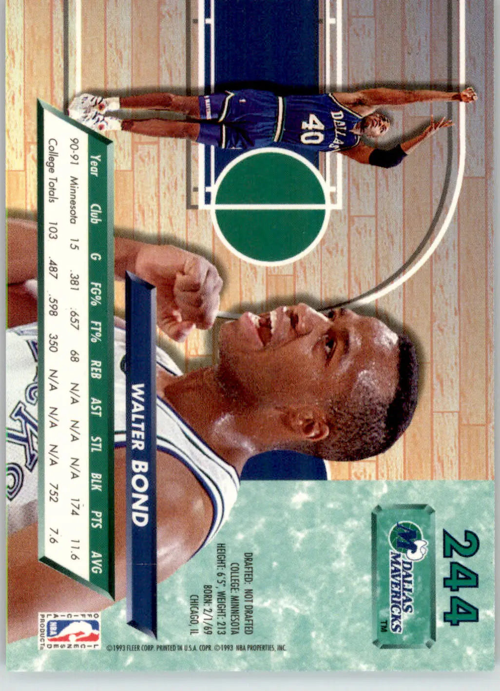 Walter Bond - 1992-93 Ultra - #244 - RC Basketball - Basketball Card Single