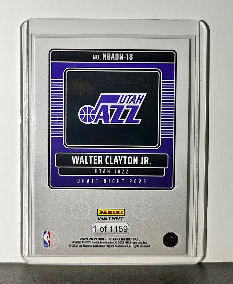 Walter Clayton Jr. Rookie 2025-26 Panini NBA #18 Draft Night Card Utah Jazz