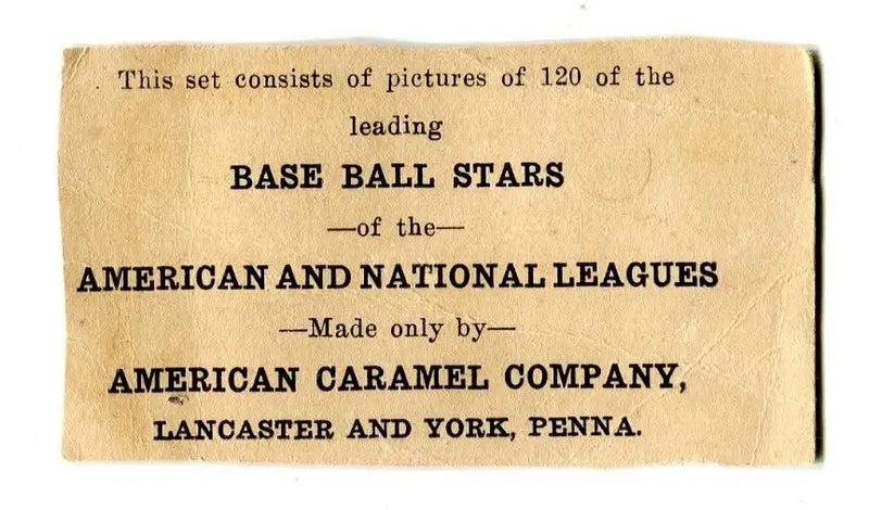 Vintage baseball card advertisement for Walter Holke from American Caramel Series, Boston Braves