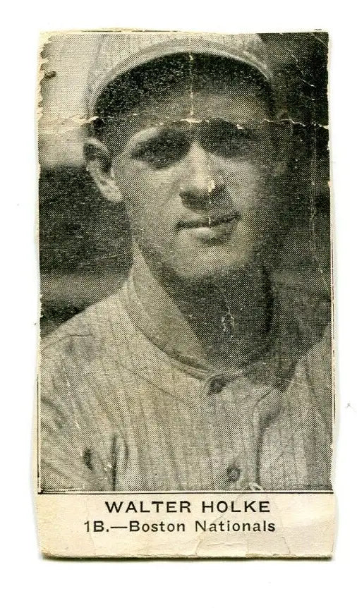 Vintage Walter Holke baseball card from the 1921 American Caramel Series, Boston Braves