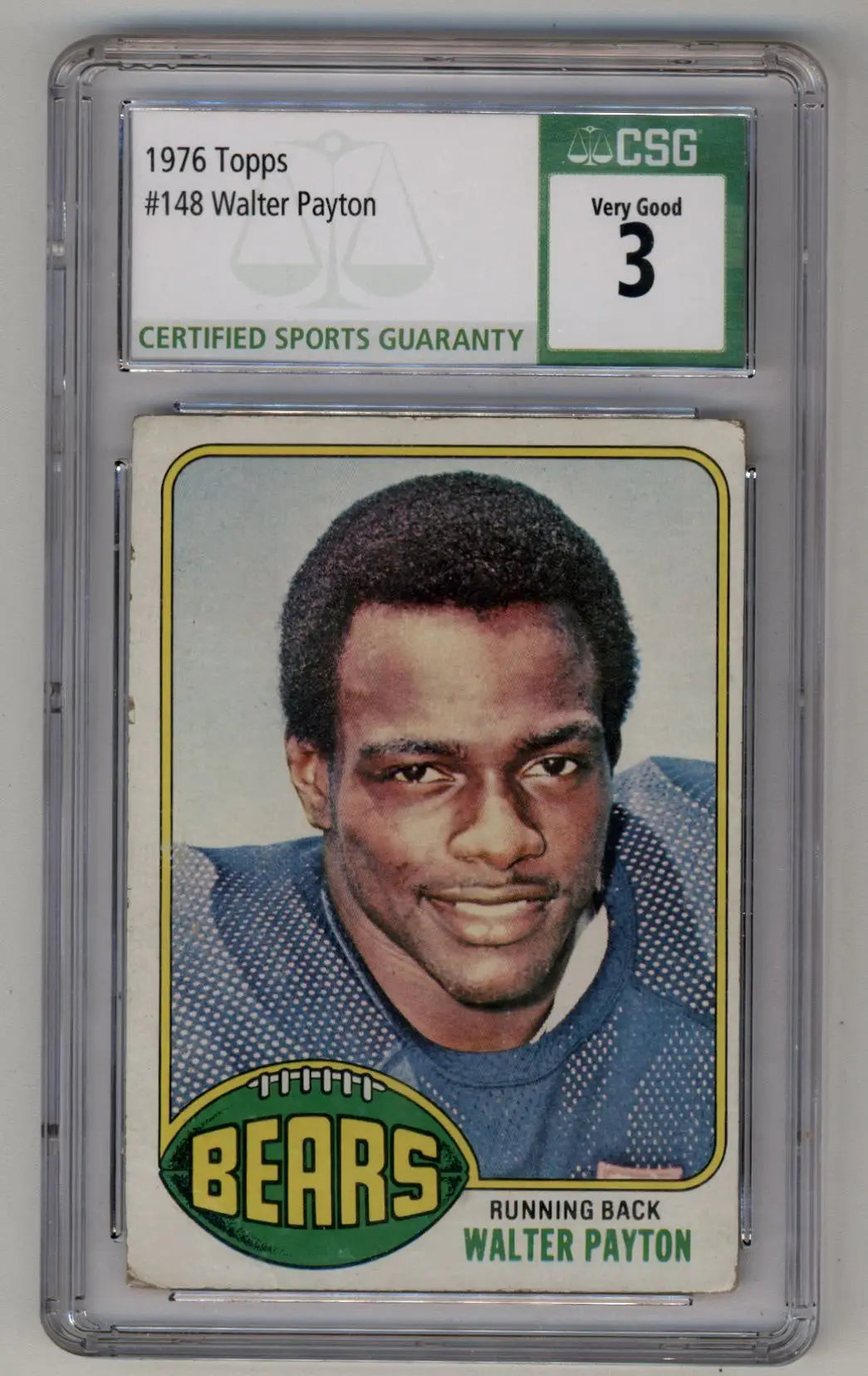 Walter Payton 1976 Topps #148 CSG 3 Very Good - Football Card Single
