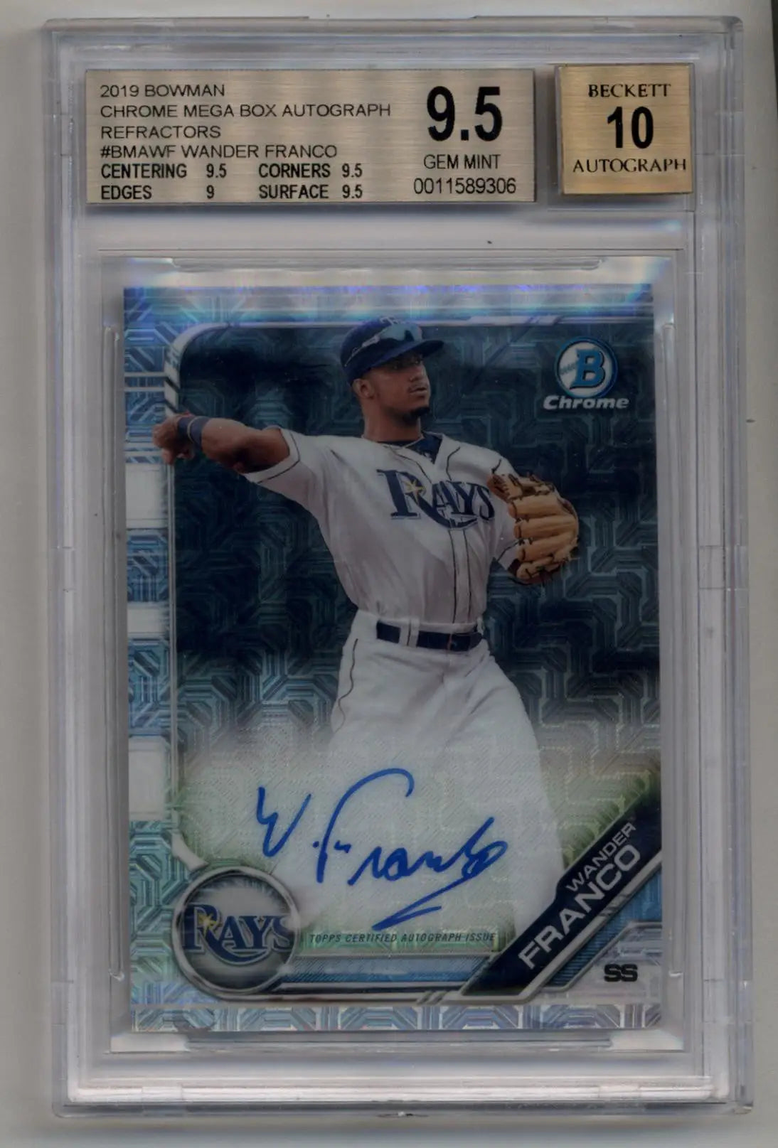 Wander Franco 2019 Bowman Chrome Mega Box Auto BGS 9.5 Gem Mint - Baseball Card Single