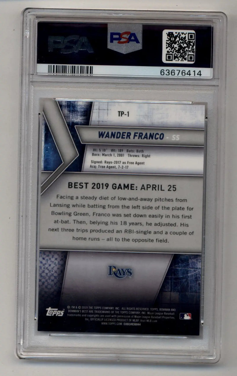 Wander Franco 2019 Bowman’s Best Top Prospect Orange Refractor 01/25 PSA 9 Mint - Baseball Card Single