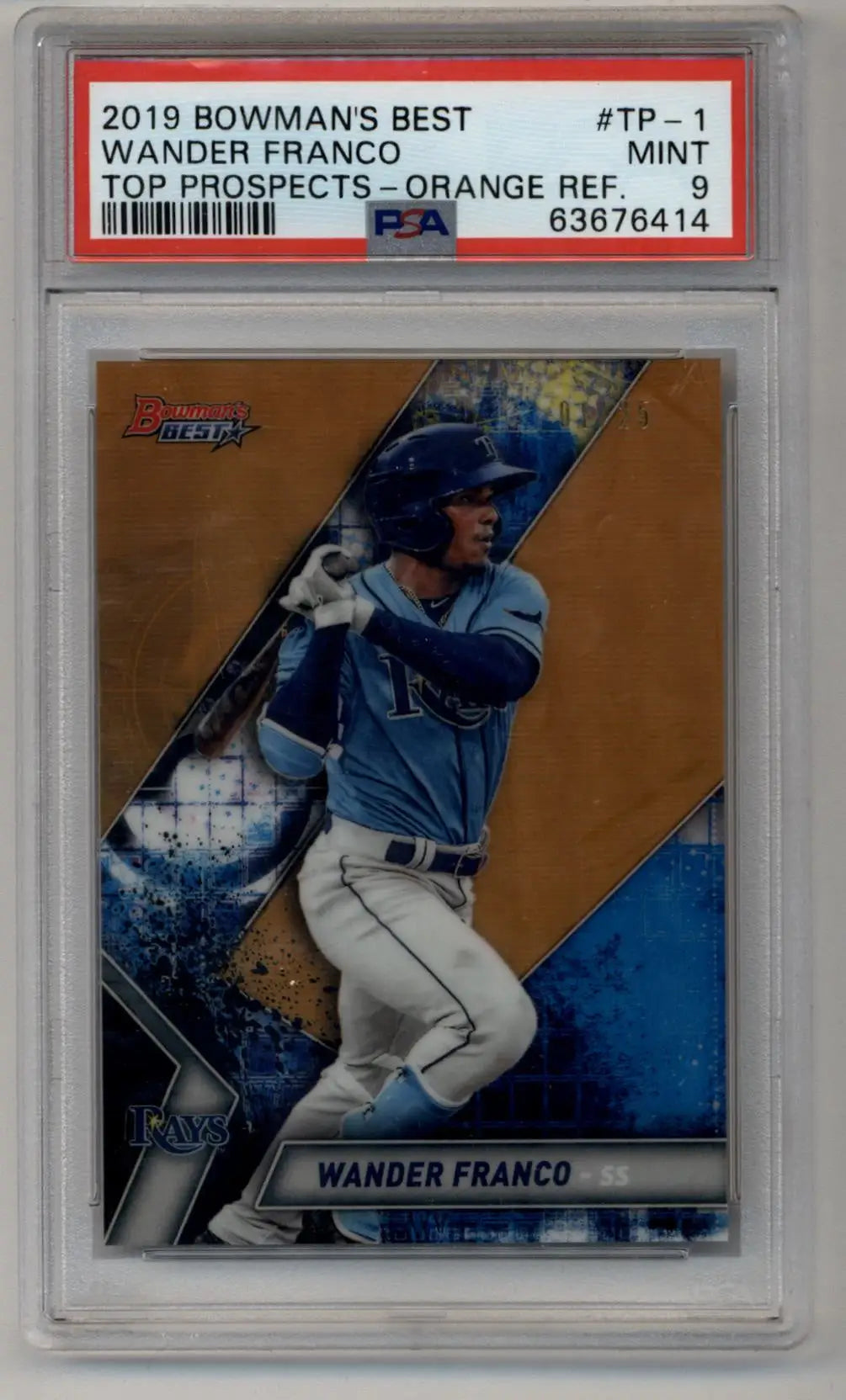 Wander Franco 2019 Bowman’s Best Top Prospect Orange Refractor 01/25 PSA 9 Mint - Baseball Card Single