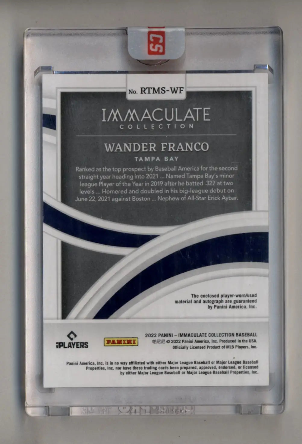 Wander Franco 2022 Immaculate Collection Rookie Triple Memorabilia Signatures Platinum 1/1 - Baseball Card Single