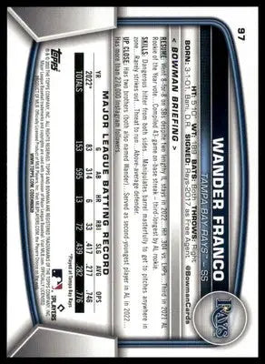 Wander Franco 2023 Bowman #97 Tampa Bay Rays - Baseball Card Single