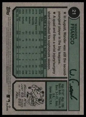 Wander Franco 2023 Topps Heritage #21 Tampa Bay Rays - Baseball Card Single
