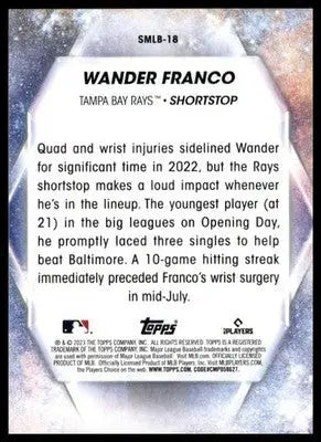 Wander Franco 2023 Topps Stars of MLB #SMLB-18 Tampa Bay Rays - Baseball Card Single