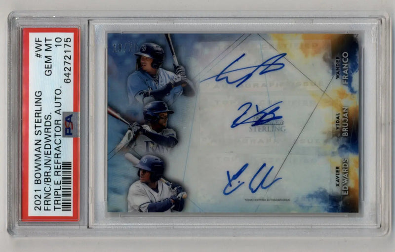 Wander Franco Vidal Brujan Xavier Edwards 2021 Bowman Sterling Triple Refractor Auto 19/25 PSA 10 Gem Mint - Baseball