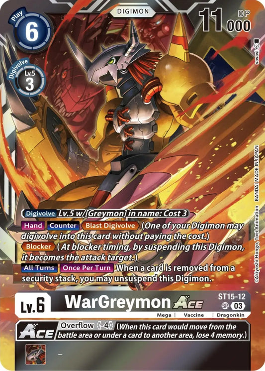 WarGreymon Ace Digimon card from Versus Royal Knights Booster Box Topper