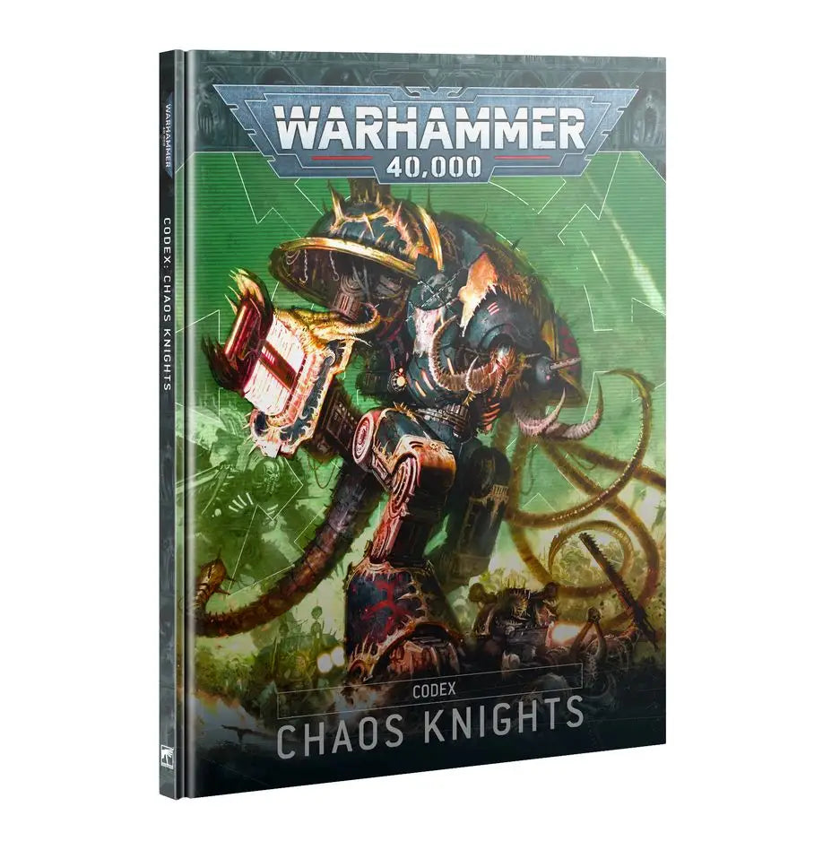 Warhammer 40k 10th Edition Codex featuring chaos knights background material