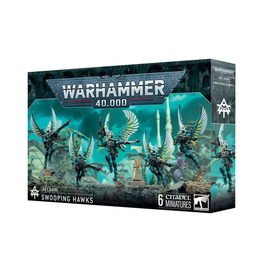 Warhammer 40k Eldar Swooping Hawks miniatures set featuring winged warriors for tabletop gaming