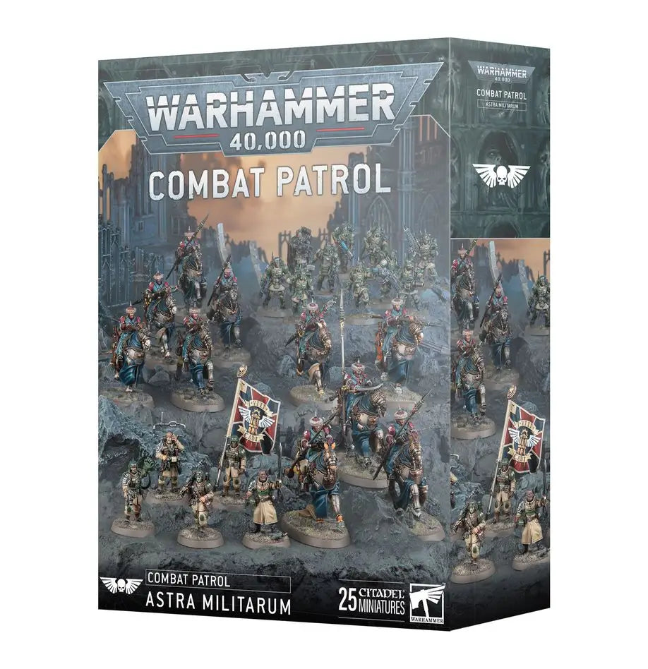 Warhammer 40k Astra Militarum Combat Patrol box featuring Cadian Command Squad and models
