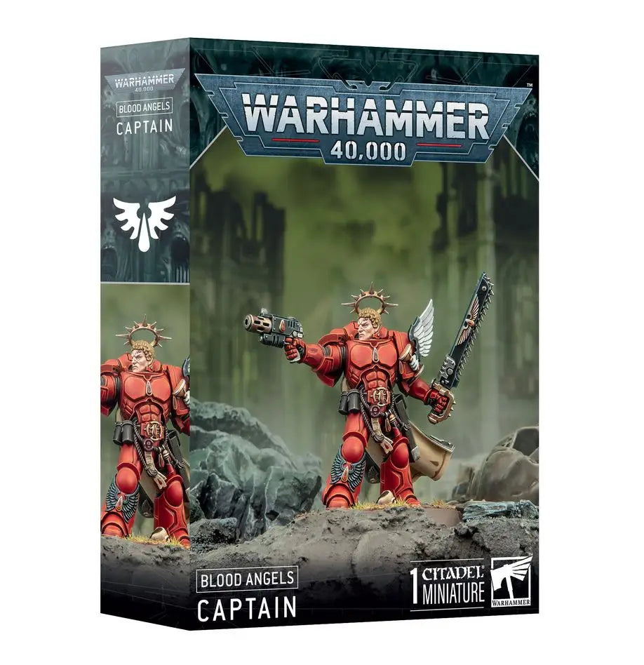 Warhammer 40k Blood Angels Captain miniature box for Warhammer 40k Blood Angels painting