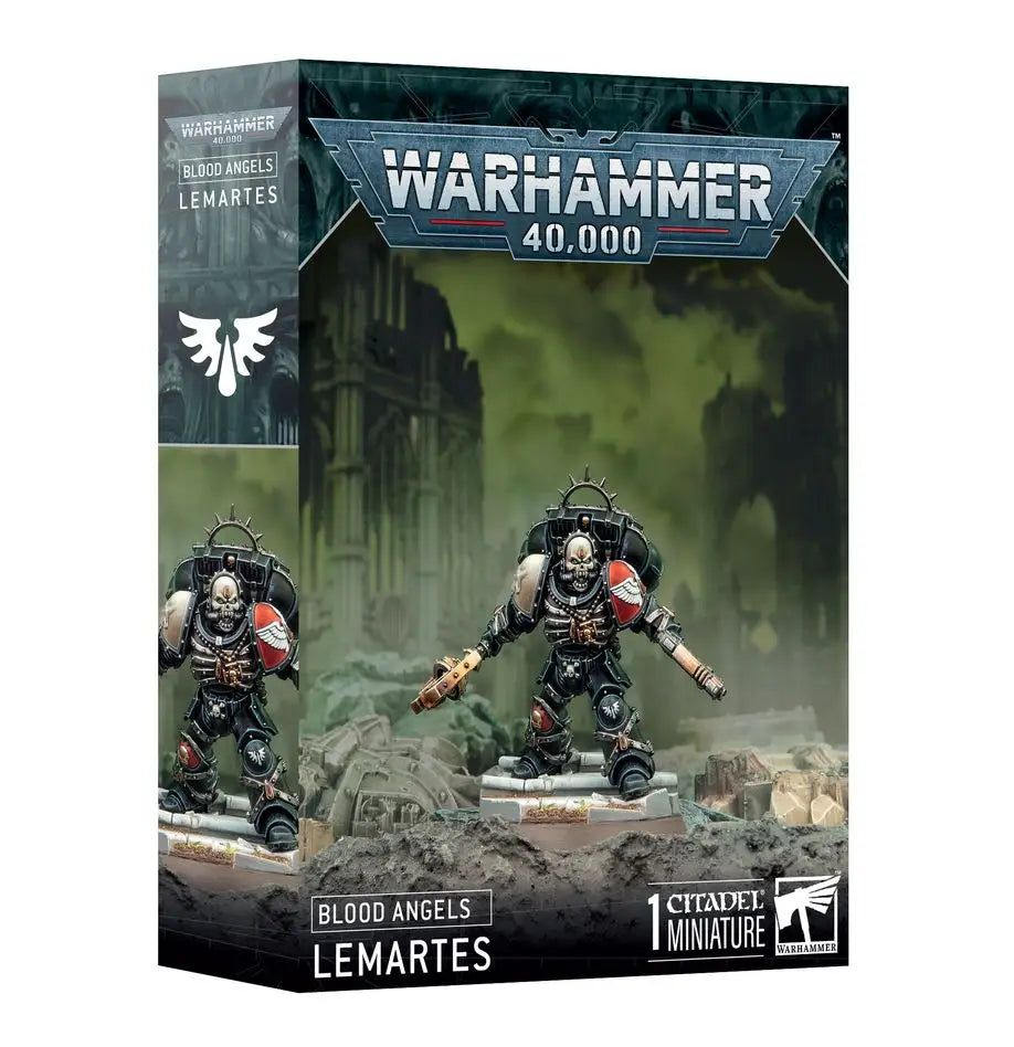 Warhammer 40k Blood Angels Lemartes miniature set featuring Blood Angels death company models