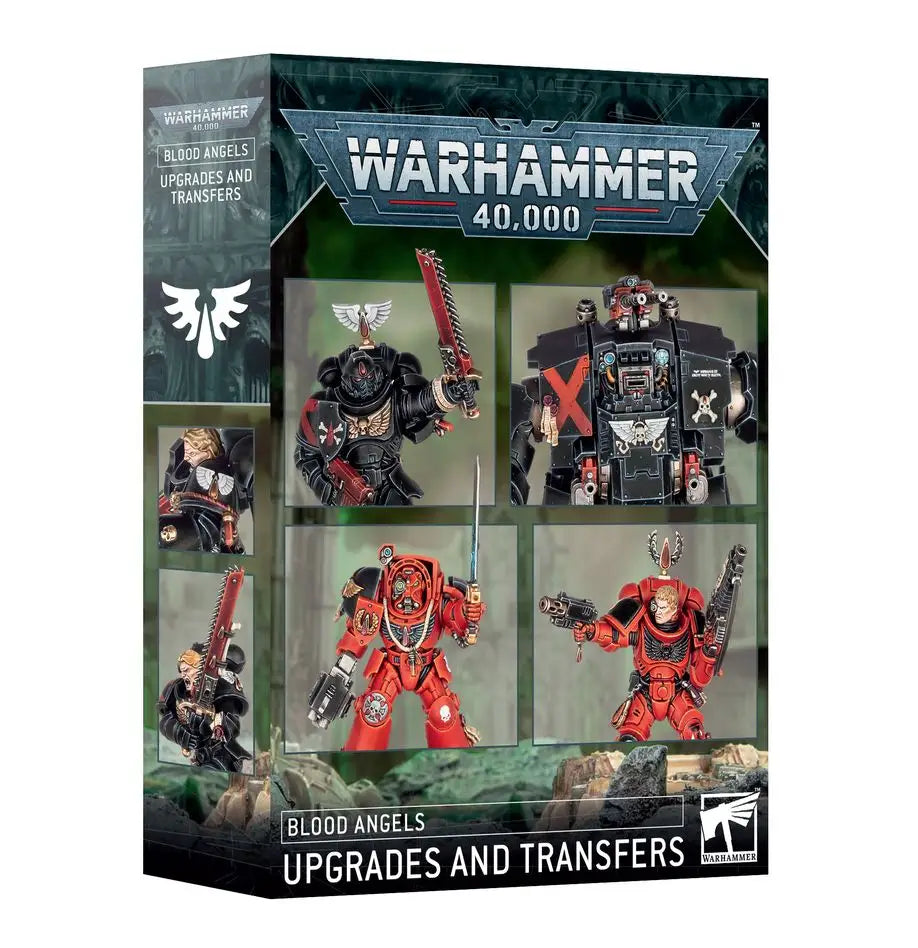 Warhammer 40k Blood Angels upgrade kit with shoulder pads and transfers for battlefield customizations