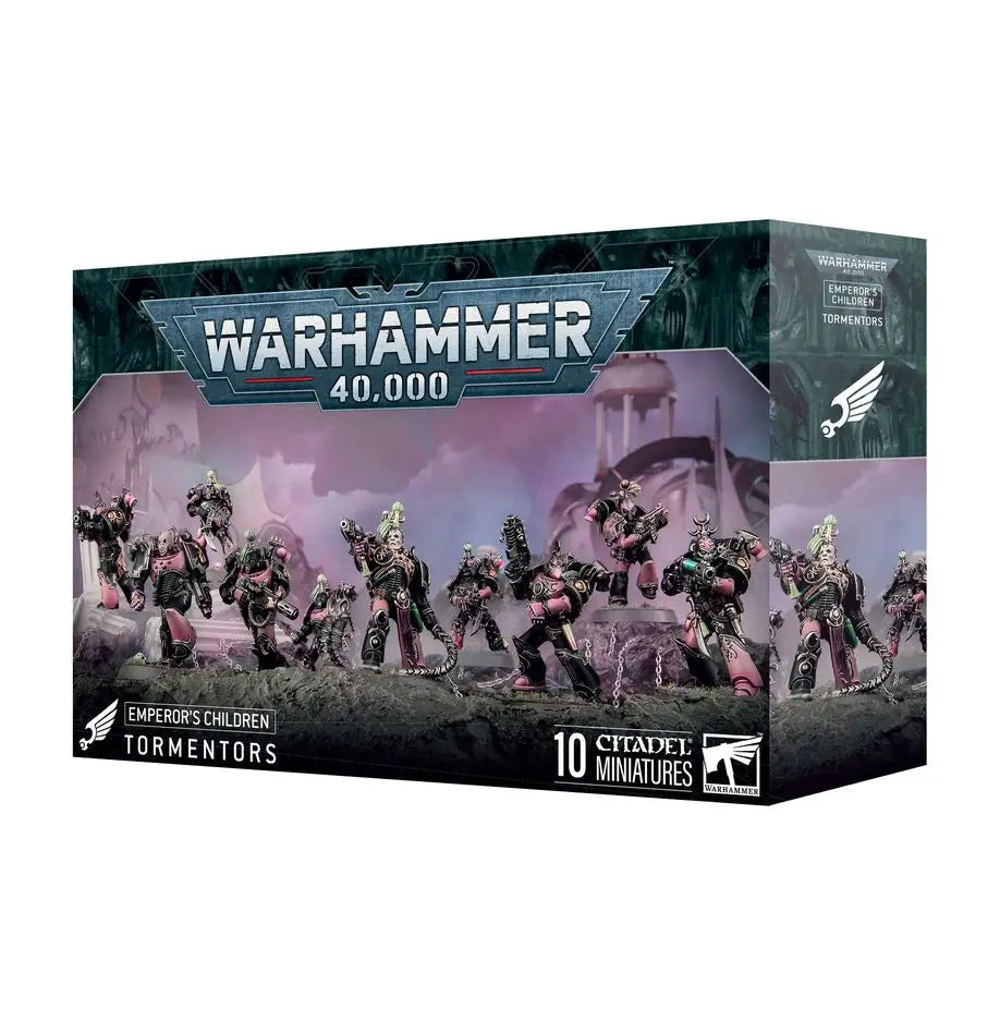 Warhammer 40k Emperor’s Children Tormentors miniatures box with detailed shoulder pads