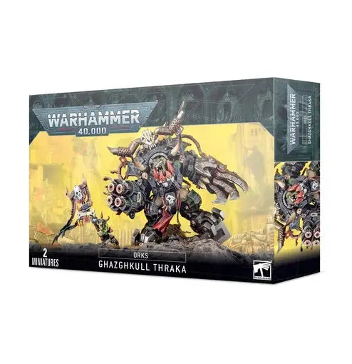 Warhammer 40k Orcs Ghazghkull Thraka miniatures box with round Citadel base