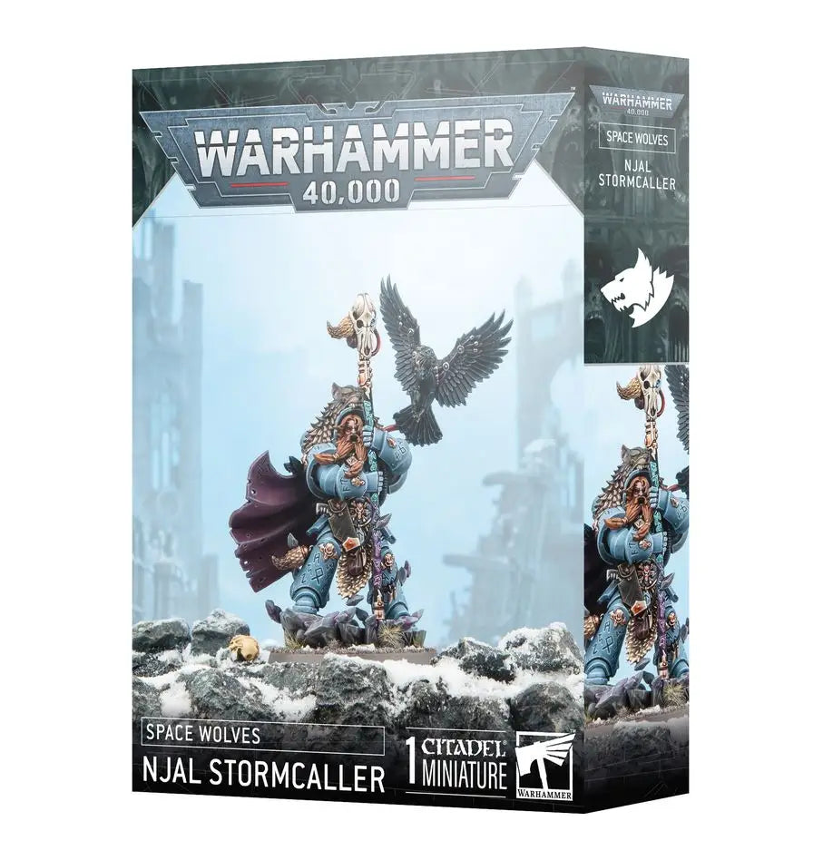 Warhammer 40k Space Wolves Njal Stormcaller miniature box high rune priest model