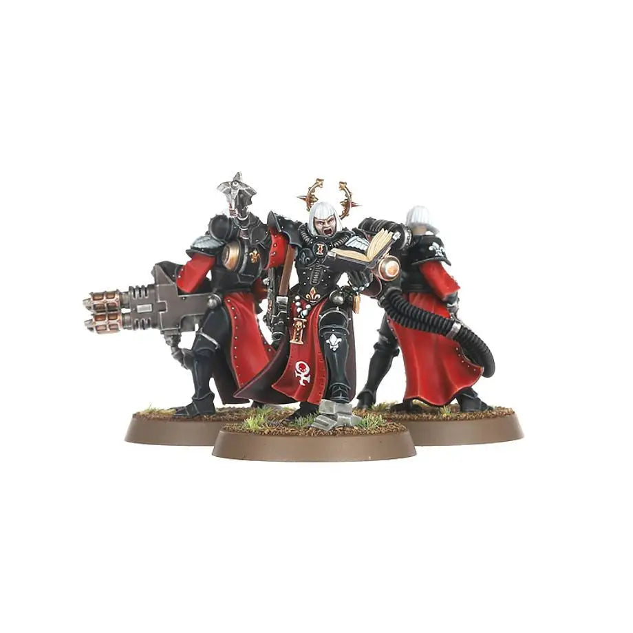 Warhammer Adepta Sororitas Retributor Squad miniatures on round bases with weapons