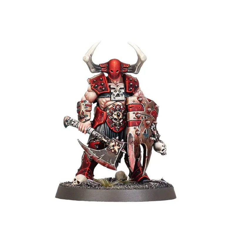 Red-armored warrior figurine from Warhammer Age of Sigmar Blades of Khorne Deathbringer