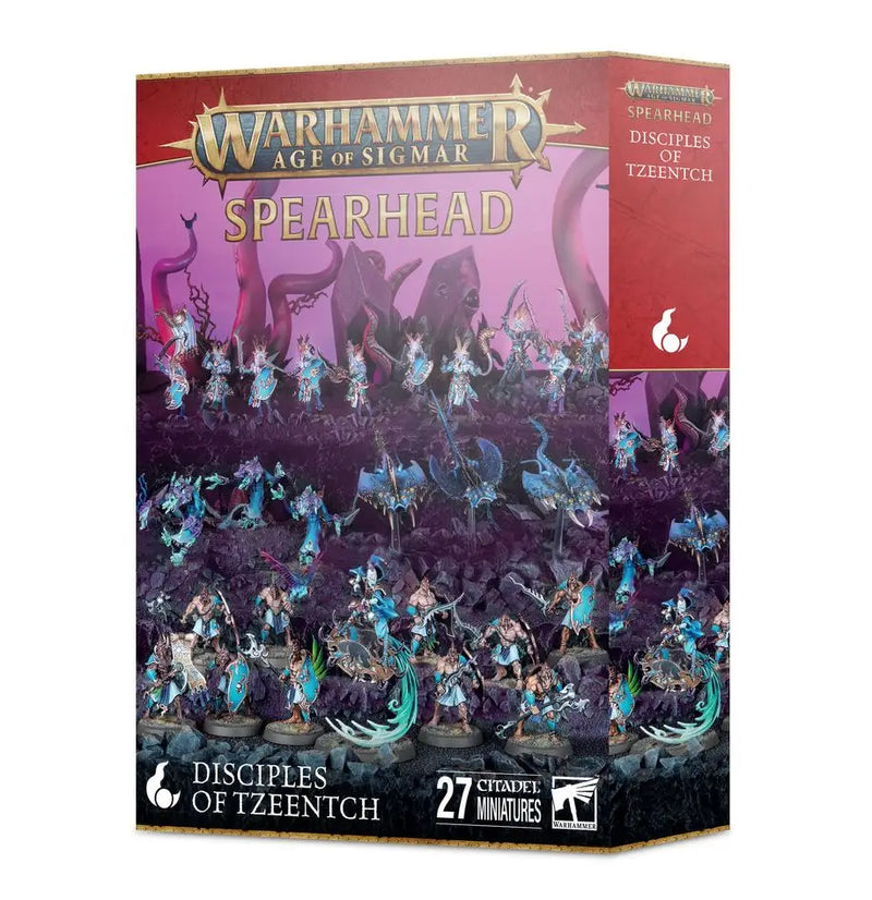 Warhammer Age of Sigmar Disciples of Tzeentch Spearhead box with Kairic Acolytes in Mortal Realms