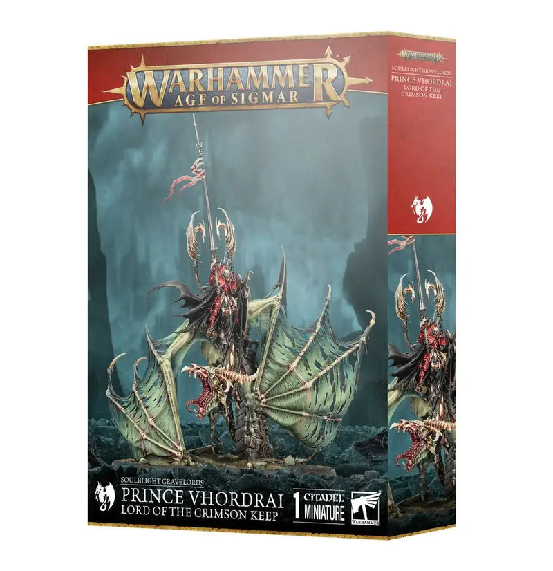 Warhammer Age of Sigmar Soulblight Gravelords Prince Vhordrai miniature box featuring pestilential breath