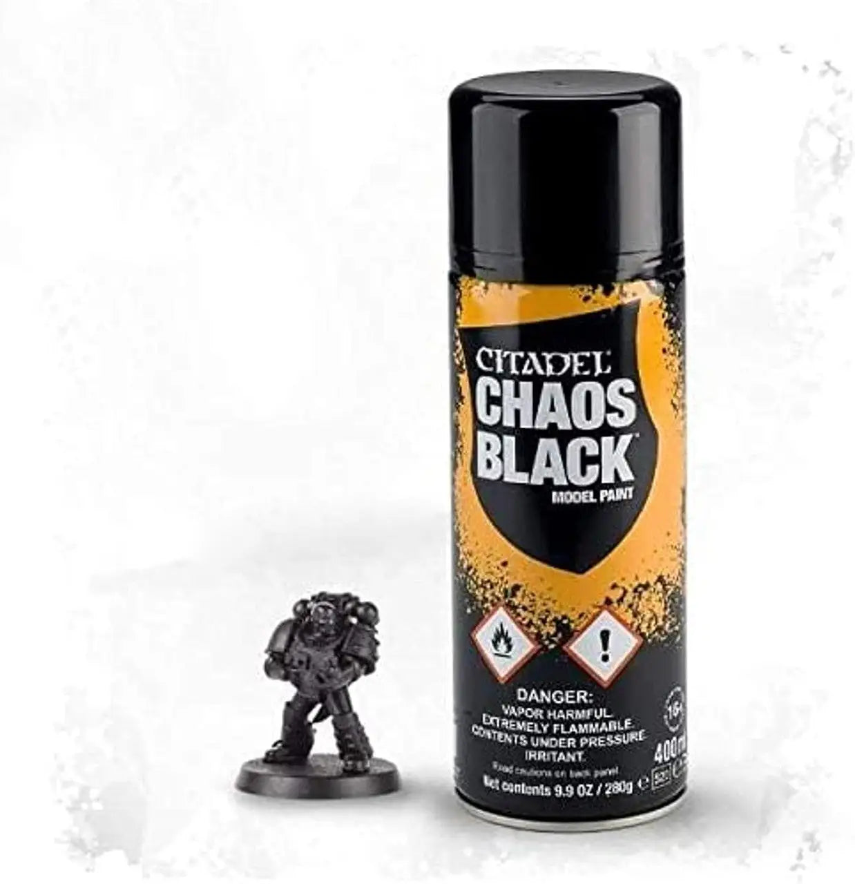 Black spray paint can for Warhammer Chaos Black Spray Paint USA product display