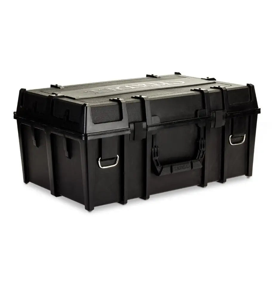 Black plastic storage trunk for Citadel Crusade figures in the Crusade Figure Case