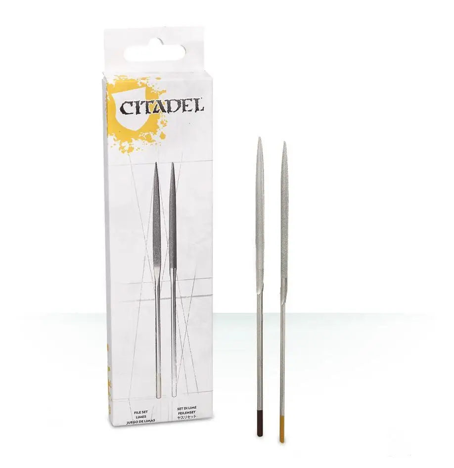 Citadel brand hobby paint brushes in retail packaging for Warhammer Citadel File Set