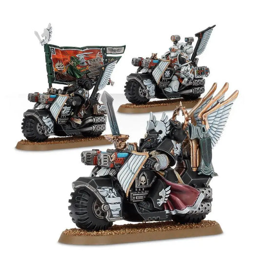 Dark Angels Ravenwing black knights trikes with riders for Warhammer Dark Angels collection