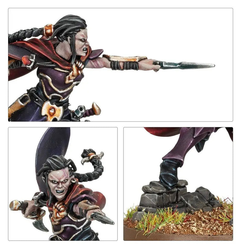 Dark Elf miniature from Warhammer: Daughters of Khaine: Maleneth Witchblade display
