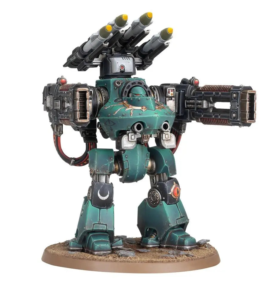 Green and silver Deredeo Dreadnought Boreas Configuration with twin-linked heavy gun