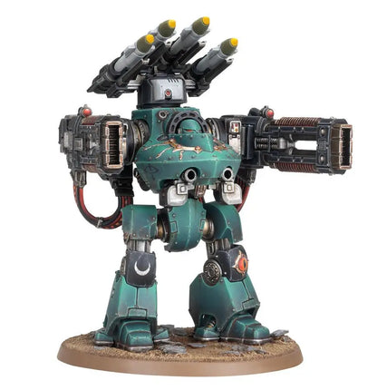 Green and silver Deredeo Dreadnought Boreas Configuration with twin-linked heavy gun