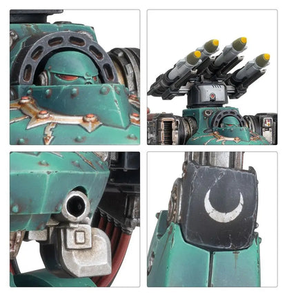 Warhammer 40K miniature of Deredeo Dreadnought in Boreas Configuration with twin-linked heavy weapons