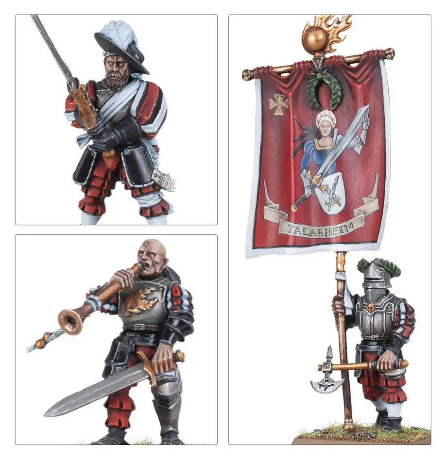 Miniature Soldiers figurines for Warhammer: Empire of Man: Greatswords with standard bearer