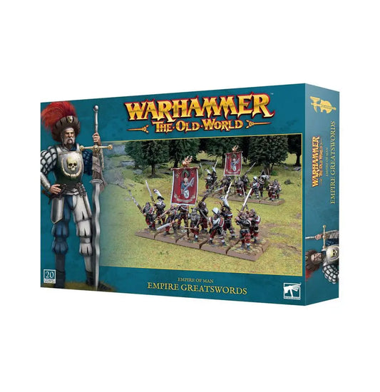 Warhammer Empire Greatswords box featuring standard bearer for tabletop gaming