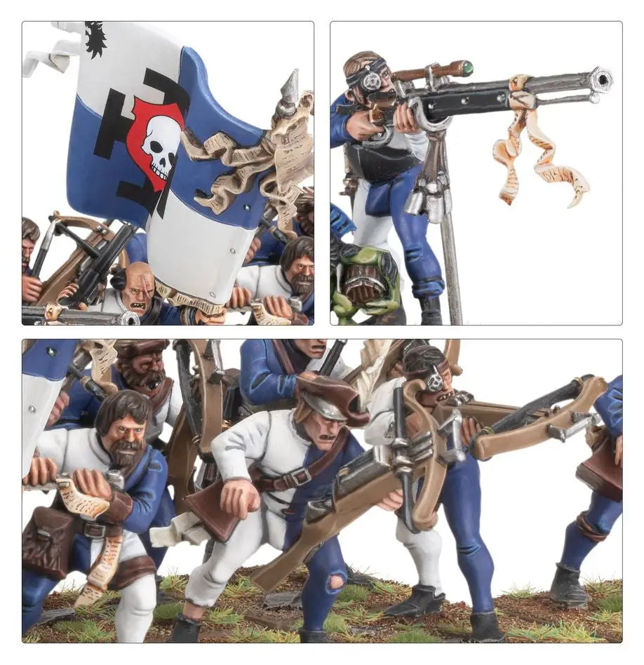 Miniature pirate figures in combat for Warhammer State Missile Troops game set