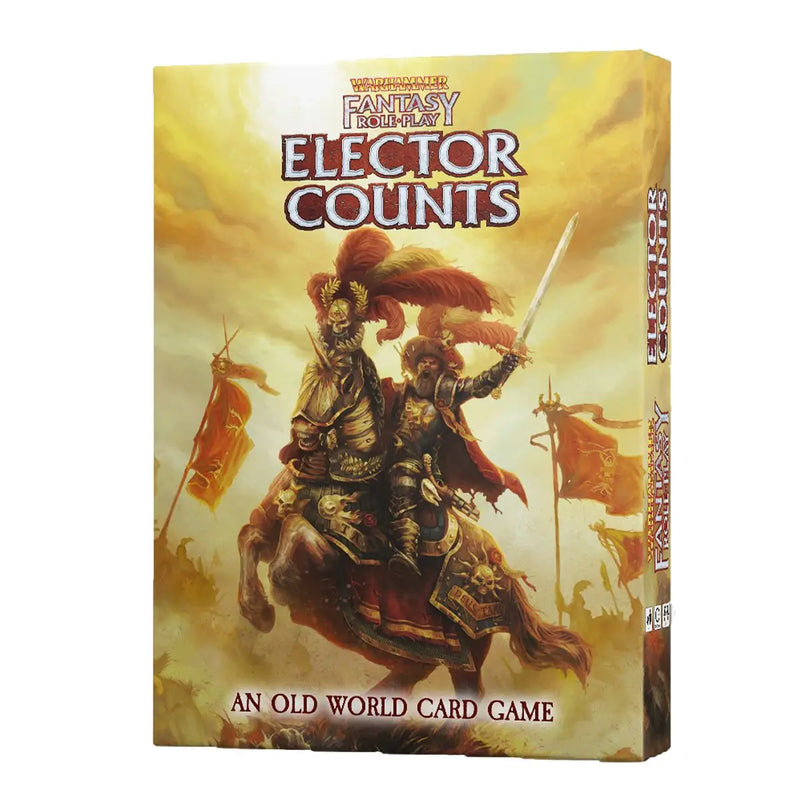 Elector Counts card game box for Warhammer Fantasy Roleplay featuring Elector Counts cards