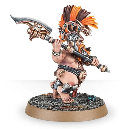 Mohawk-crested warrior miniature with battle axe from Warhammer Hearthguard Berzerkers