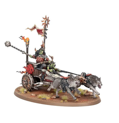 Orc chariot pulled by wolves from Warhammer GLOOMSPITE GITZ collectible set