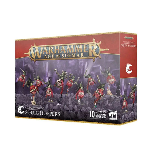 Warhammer Age of Sigmar Gloomspite Gitz Squig Hoppers miniatures box for tabletop gaming